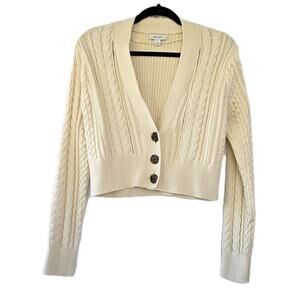 On 34th Cotton Cabel Knit Cardigan Cropped Size S Academia Twee Granpacore